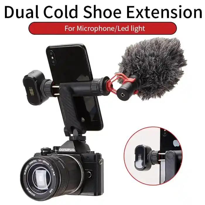 Jmary BH-05 Double Cold Shoe Extension Mobile Holder Clip Mount